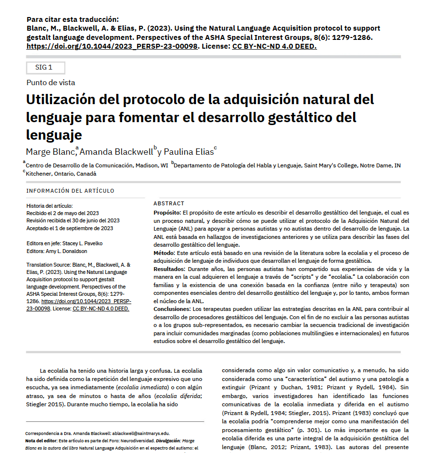 Artículo en español: Blanc, Blackwell, Elias (2023)